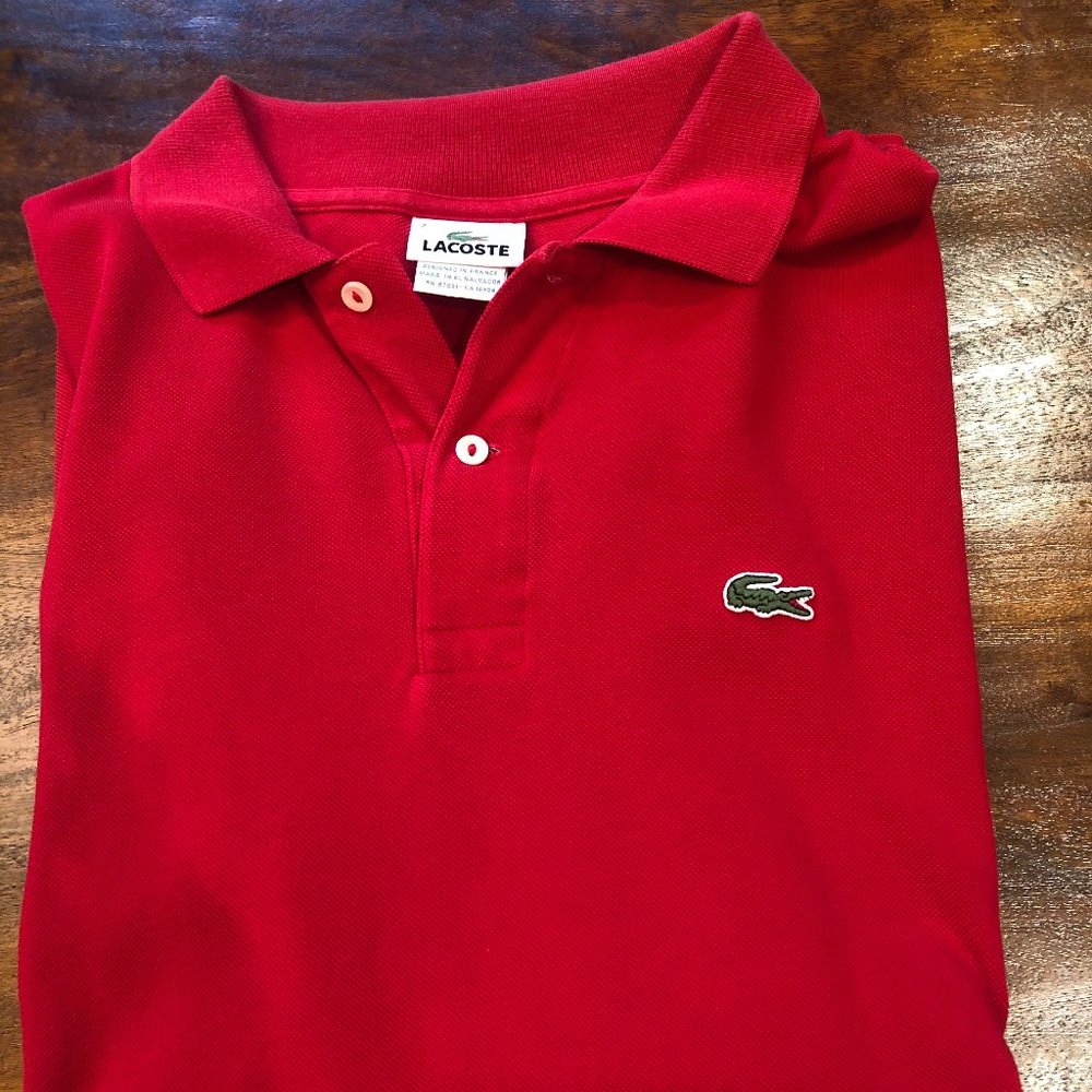 LACOSTE Men's Size 7 (US XL) Red Short Sleeve Polo